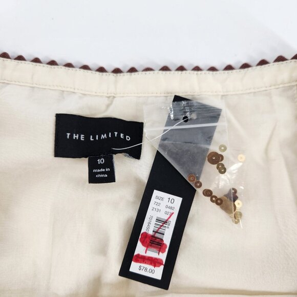 The Limited A-line Pleated Skirt Size 10 Cream Boho Artsy Full Skirt Prairie - Picture 6 of 11